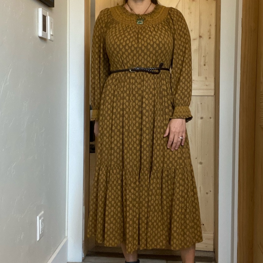 Gold/Brown Leaf Pattern Dress